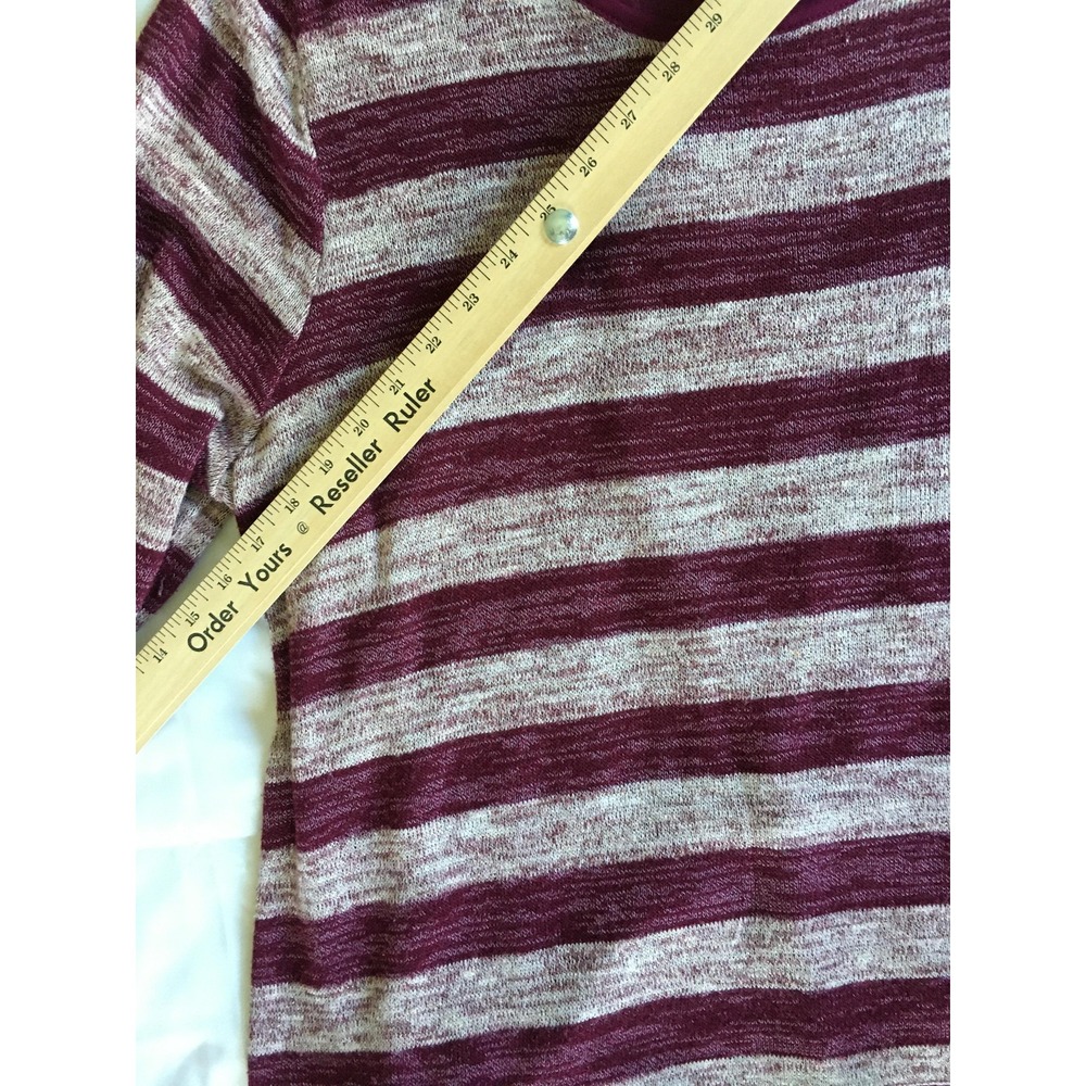 Lane Bryant Sweater Womens 22/24 Burgundy Gray Stripe Chiffon Hem Long Sleeve - Picture 15 of 16